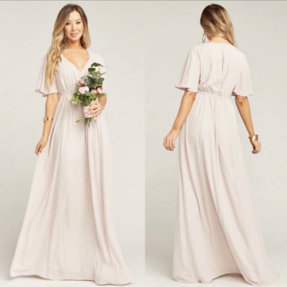 show me your mumu emily empire maxi dress show me the ring crisp chiffon x-large
